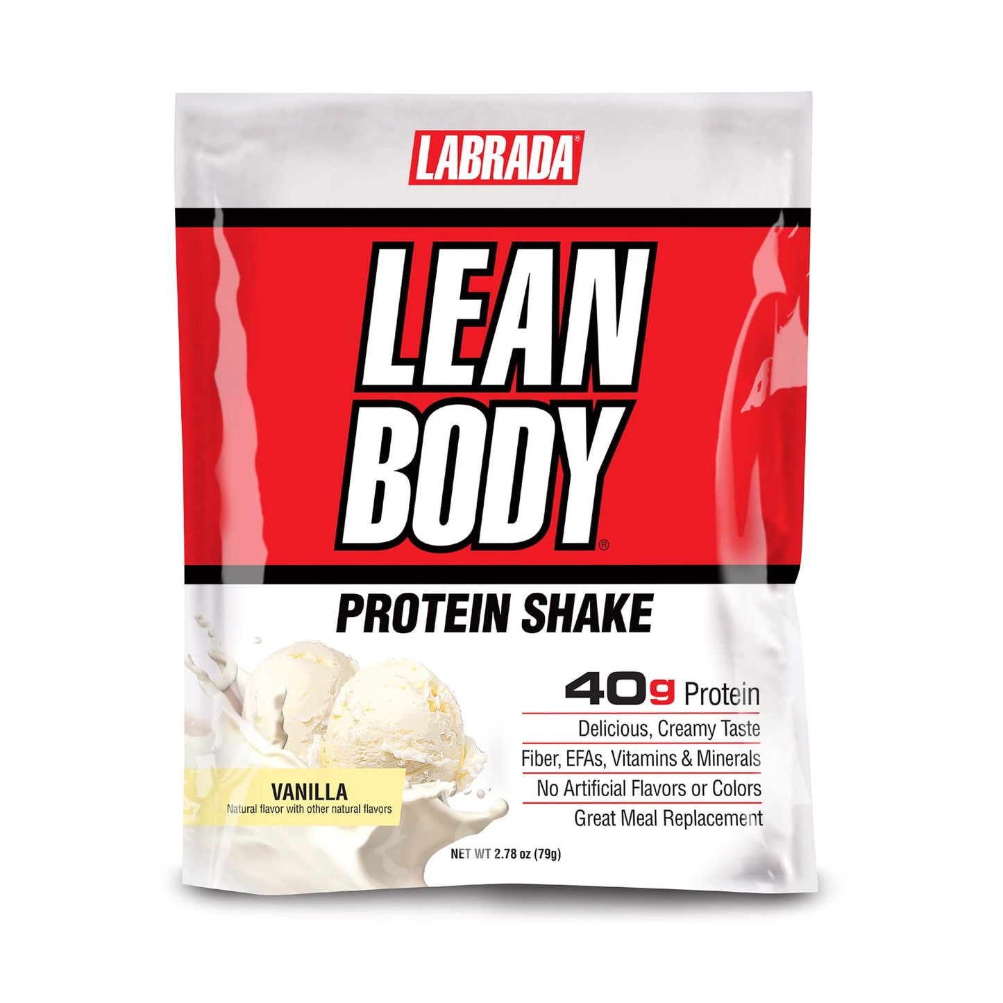 Labrada Lean Body MRP All-In-One Vanilla Meal Replacement Shake. 40g Protein Whey Blend, 8g Healthy Fats EFA's & Fiber, 22 Vitamins and Minerals , No artificial color, Gluten Free, (80 MRP Packets)