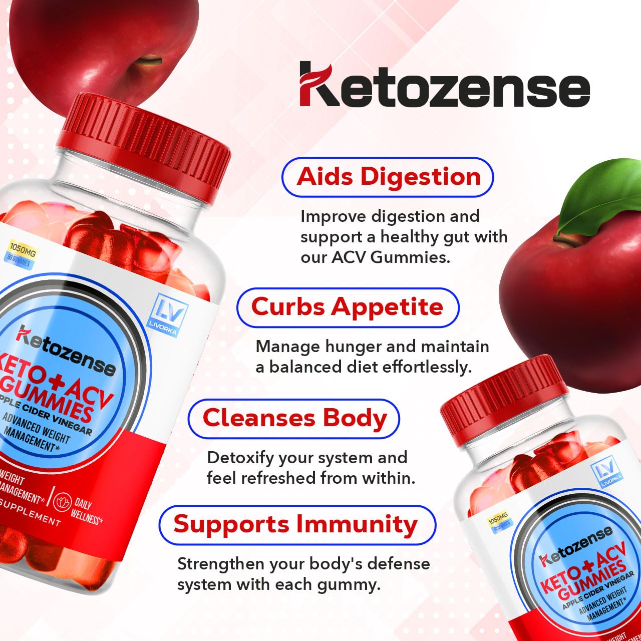 LIVORKA (3 Pack) Ketozense - KetozeneACV Gummies, Ketozense Gummies, KetozenseGummies, Ketozense ACV, Ketozense ACV 180 Gummies for 3 Months