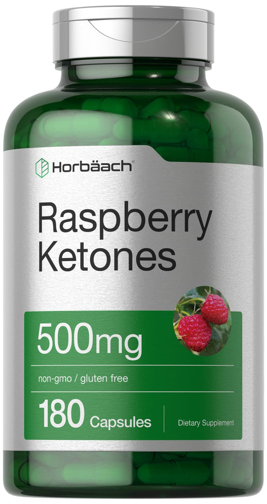 Horbäach Raspberry Ketones | 500mg | 180 Capsules | Non-GMO & Gluten Free Pills