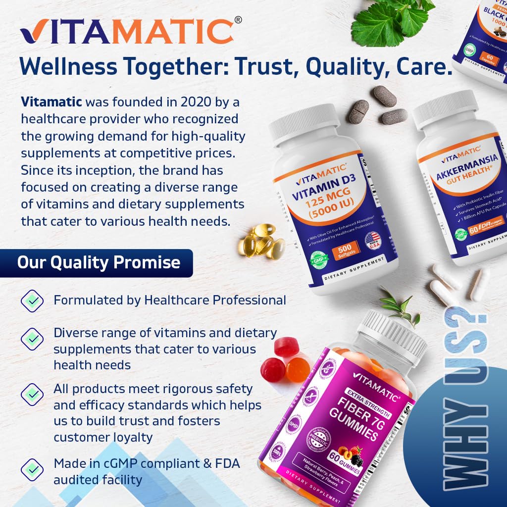 Vitamatic Bifidobacterium Breve - 10B per DR Capsule - 60 Count - Digestive Support - Made with Prebiotic Inulin Fiber