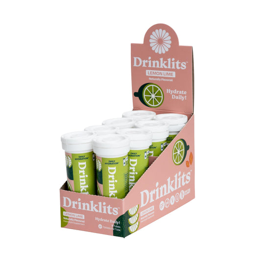 Drinklits Lemon-Lime Electrolyte Sports Drink Fizzy Hydration Tablets (8) Tube Bundle | Natural Flavors - 0g Sugar - Daily Use | 80 Servings - 10 Tablets Per Tube