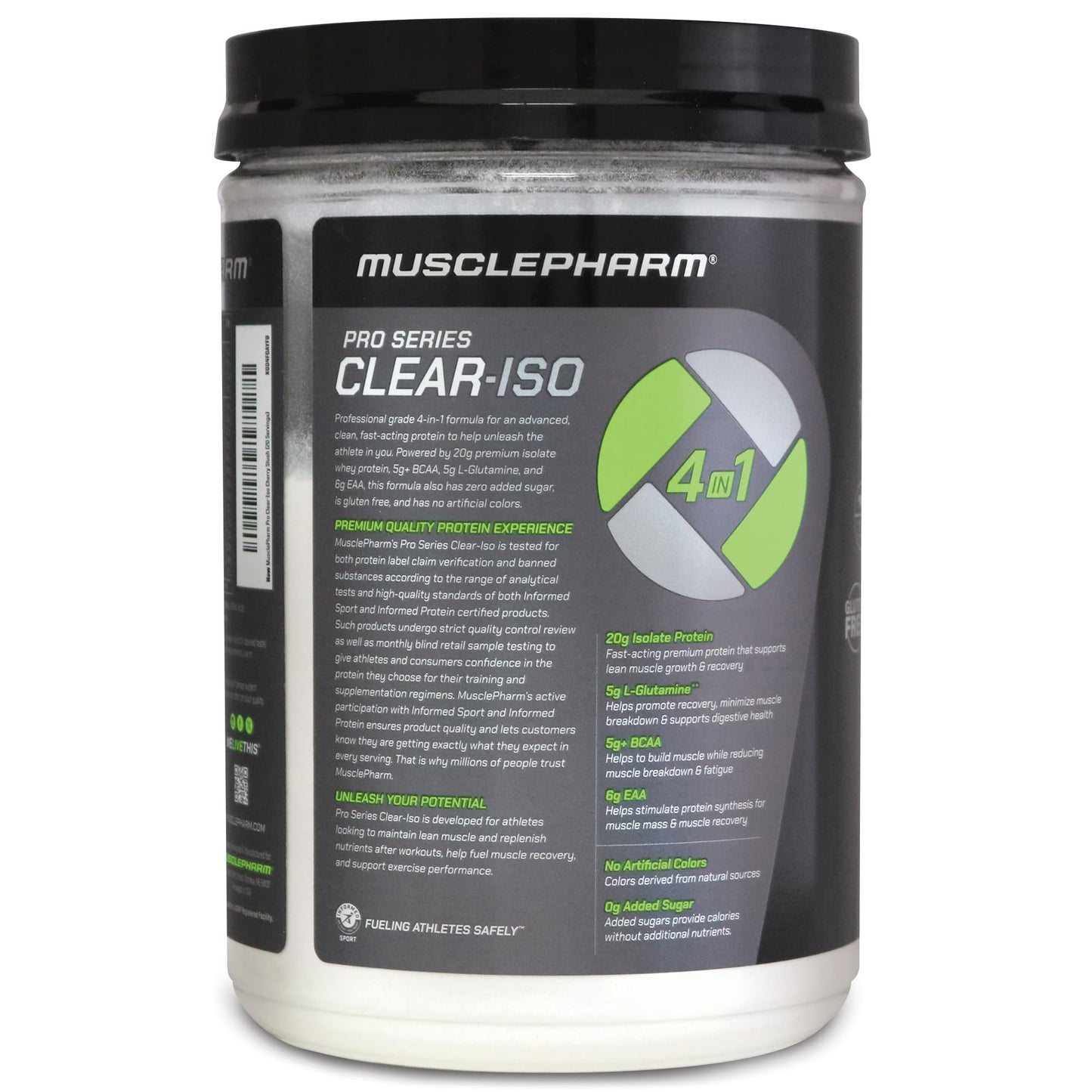 MusclePharm Pro Series Clear-ISO, Clear Protein Powder, 20g Fast-Acting Whey Isolate per Serving Plus BCAAs & L Glutamine | Pro-Grade Muscle Recovery & Growth | Cherry Slush, 1.14 lb, 20 Servings