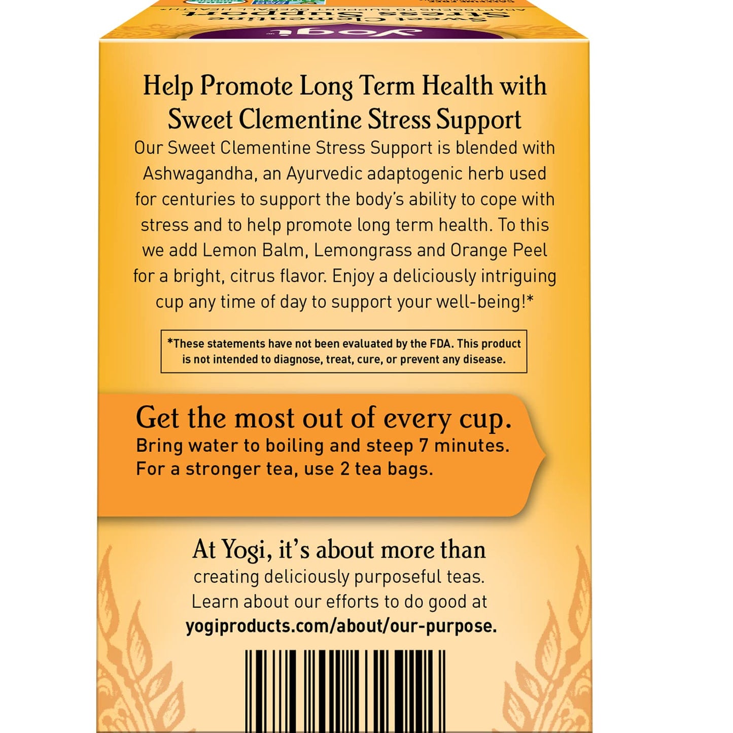 Yogi Tea Sweet Clementine Stress Support Tea  16 Tea Bags per Pack 4 Packs  Stress Support Herbal Tea  Calming Adaptogen Tea  Includes Ashwagandha Root Lemongrass Cinnamon Bark  More