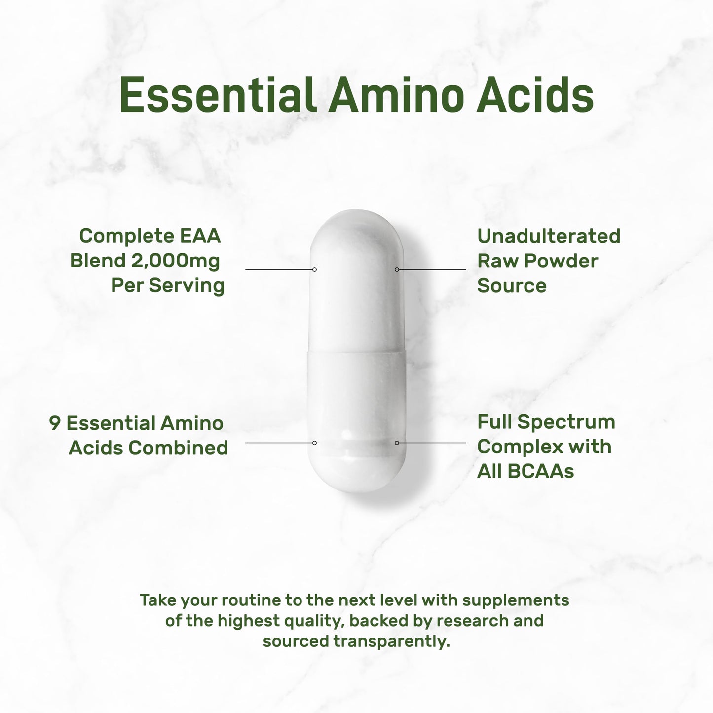 Essential Amino Acids (EAA) 2000mg Per Serving, 300 Capsules - Unflavored - 9 in 1, All BCAAs (Branched-Chain Aminos) - Lean Muscle Support & Natural Pre Workout Supplement