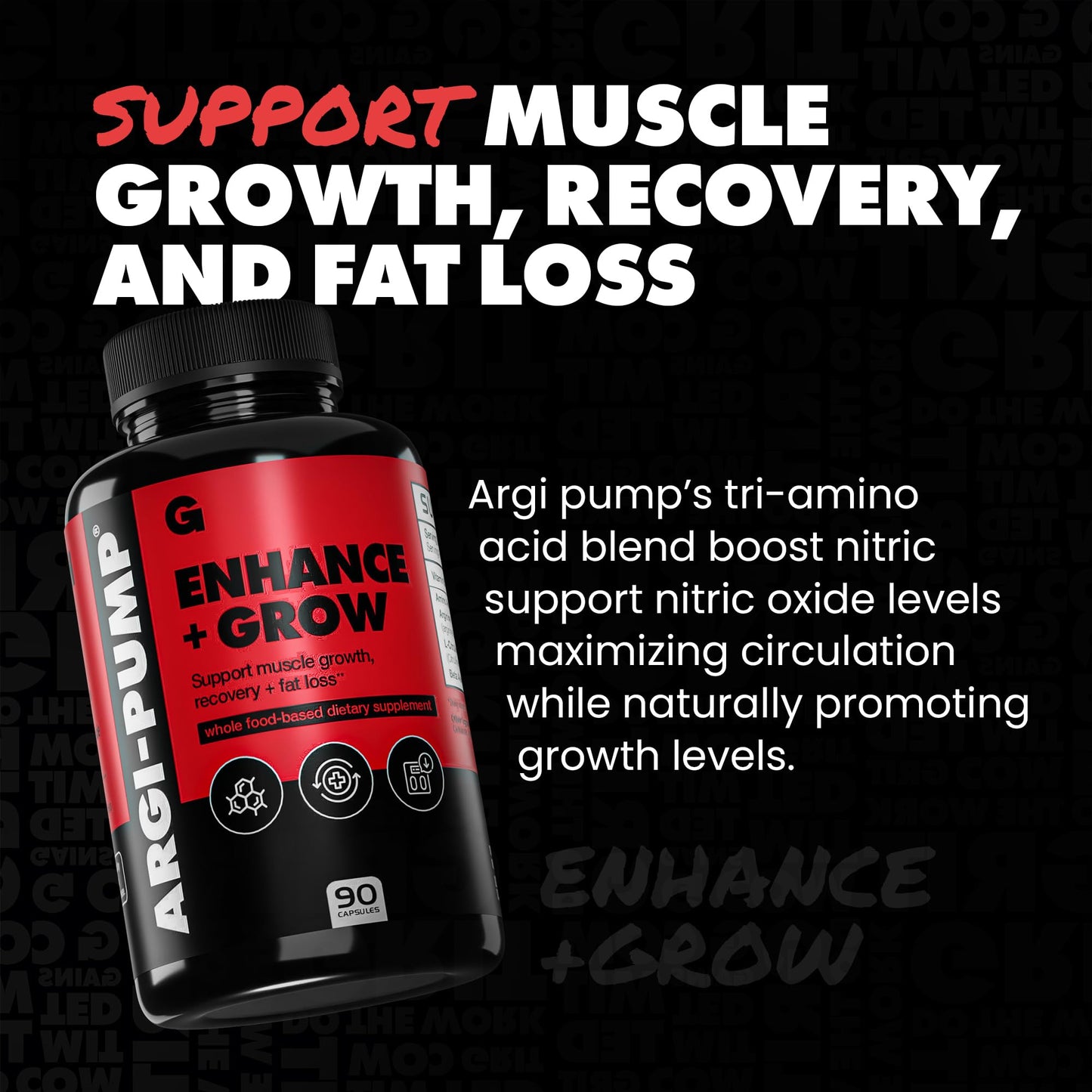 Gains in Bulk L Arginine Amino Acids Supplement for Nitric Oxide Support, Supplements for Men with L-Arginine, L Citrulline and L Ornithine, Muscle Pump, Energy and Heart Health Support, 90 Capsules