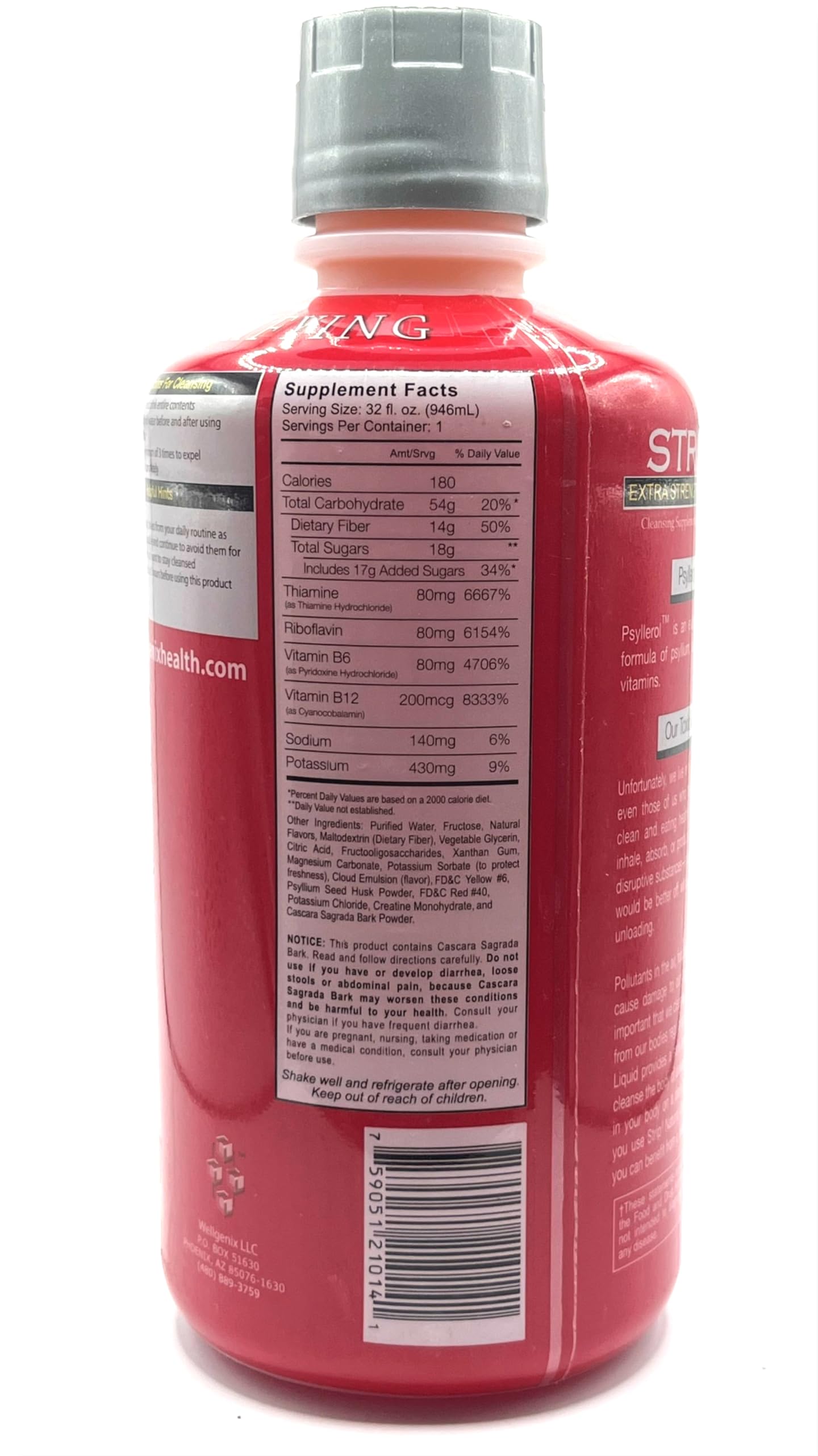 Wellgenix Strip NC - Herbal Cleanse Drink - Extra Strength - Fruit Punch - 32oz (Pack of 1)
