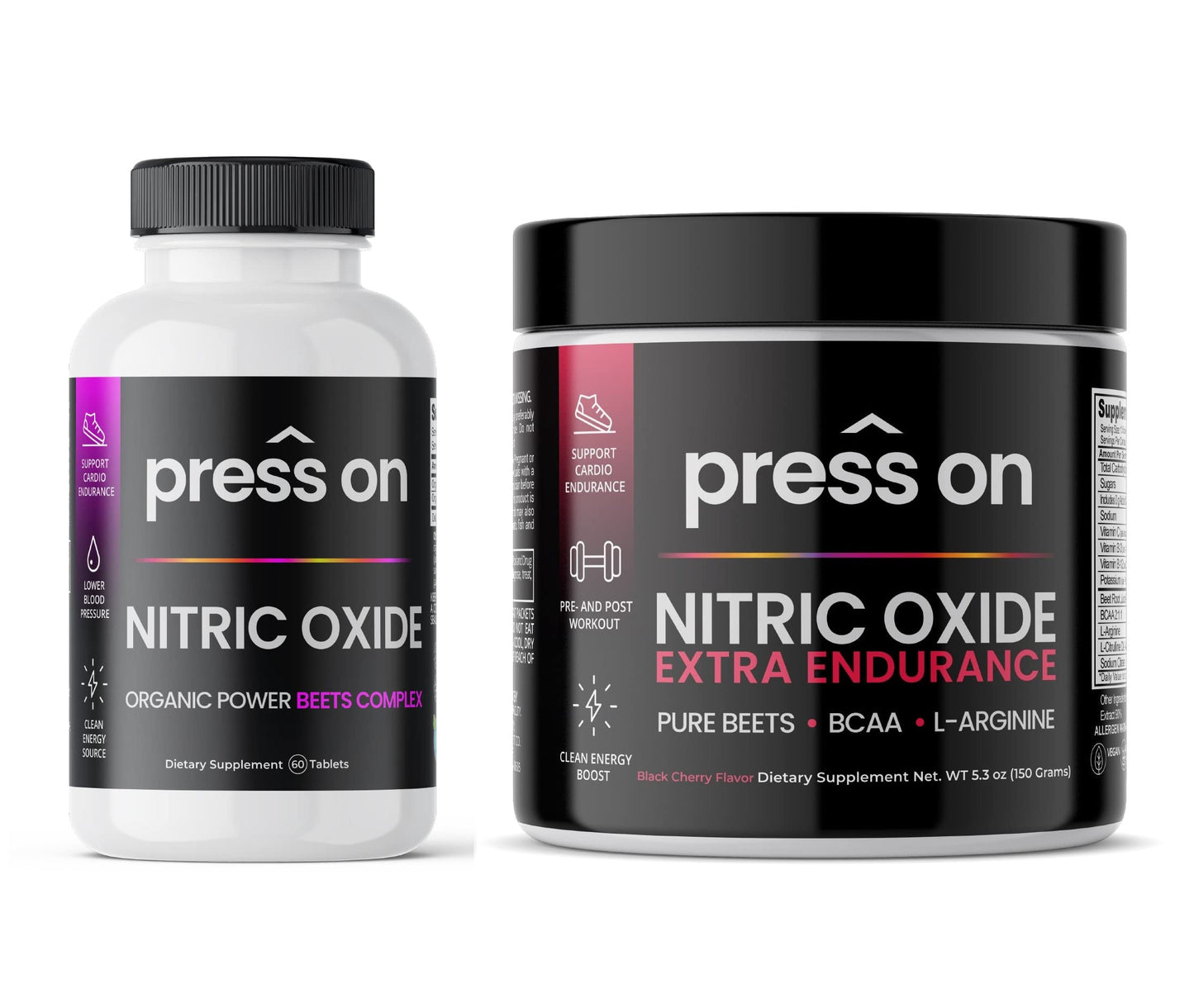Press On Nitric Oxide Beets Tablets + Extra Endurance Beets (Bundle)