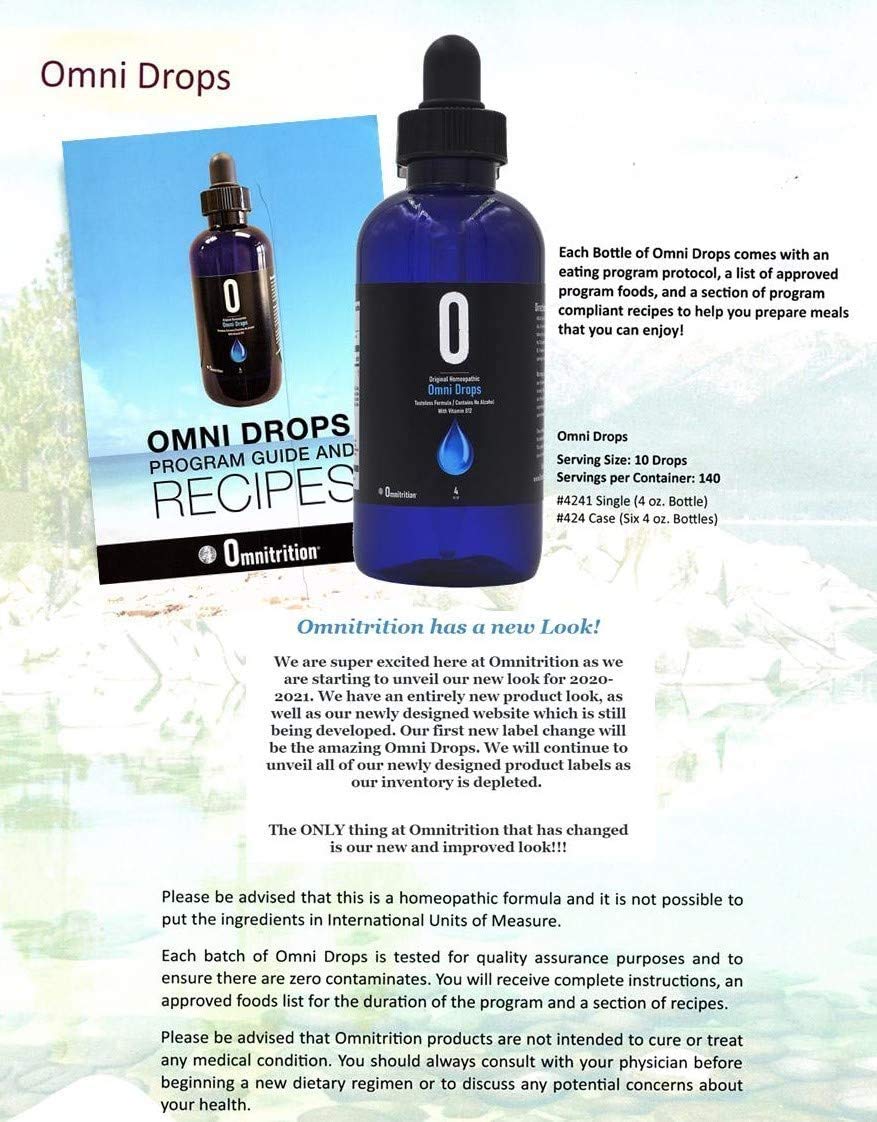 Omnitrition Omni Drop Program Bundle - the "FAB4" Includes: Omni Drops Diet Drops With Vitamin B12 - 4 Ounce Bottle With Program Guide, Omni IV With Glucosamine, OmniTrim Nite Lite, Fiber n Mor