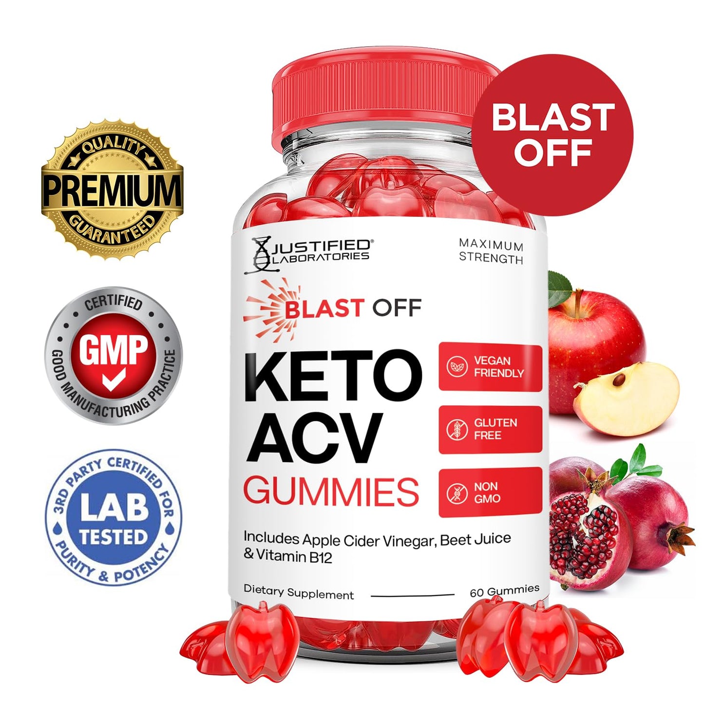 (2 Pack) Blast Keto ACV Gummies Advanced Formula 1000MG Blast Keto Gummies Apple Cider Vinegar Formulated with Pomegranate Beet Juice Powder B12 Vegan Non GMO 120 Gummys
