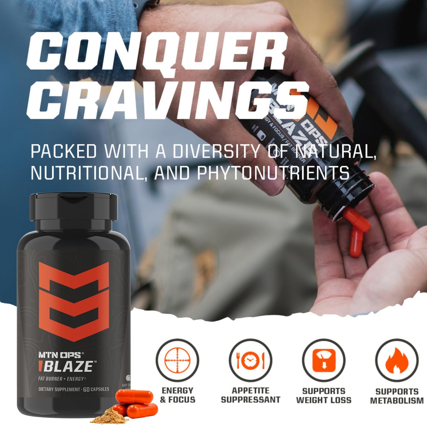 MTN OPS Blaze Fat Burner & Thermogenic Metabolism Booster for Weight Loss, 210mg of Caffeine per Serving Caffeine Pills for Energy Boost, 30 Servings