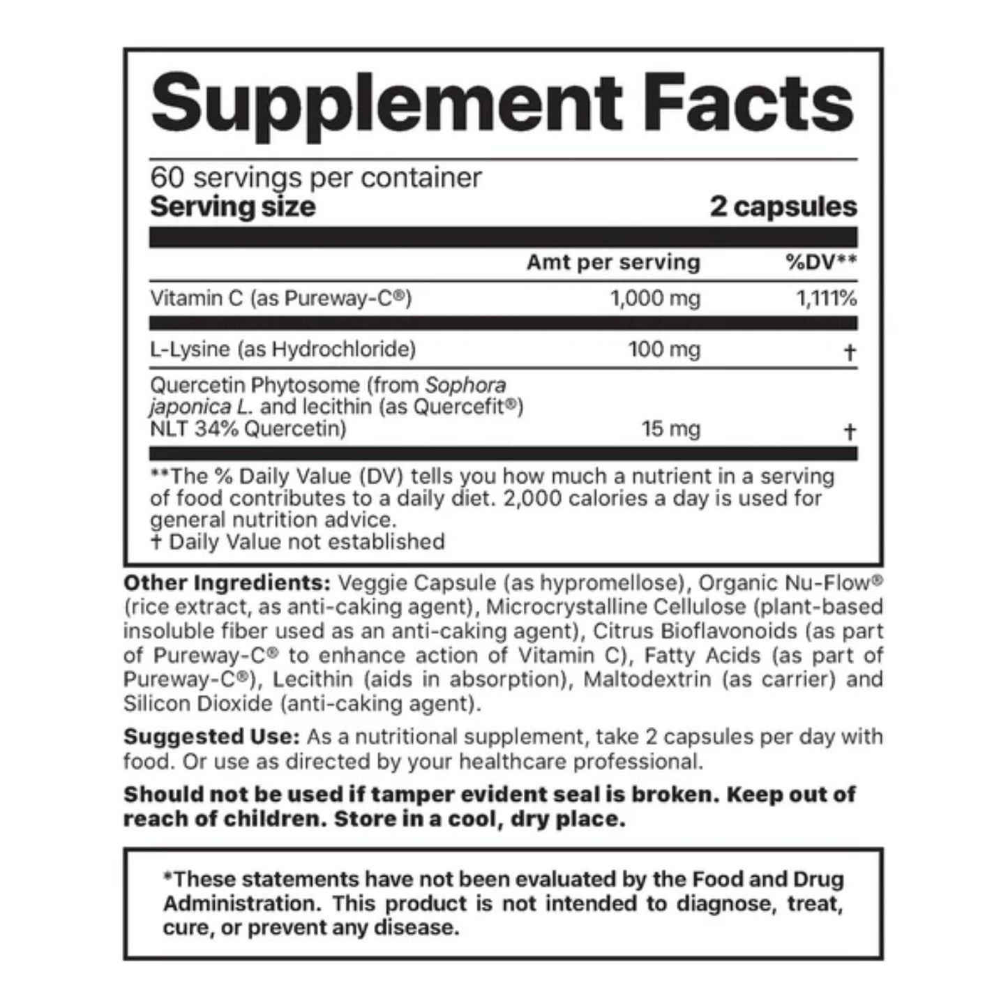 Jigsaw Health Pureway-C Plus | Vitamin C with L-Lysine and Quercetin | Promotes Healthy Immune System Response | 120 Capsules | 60 Servings