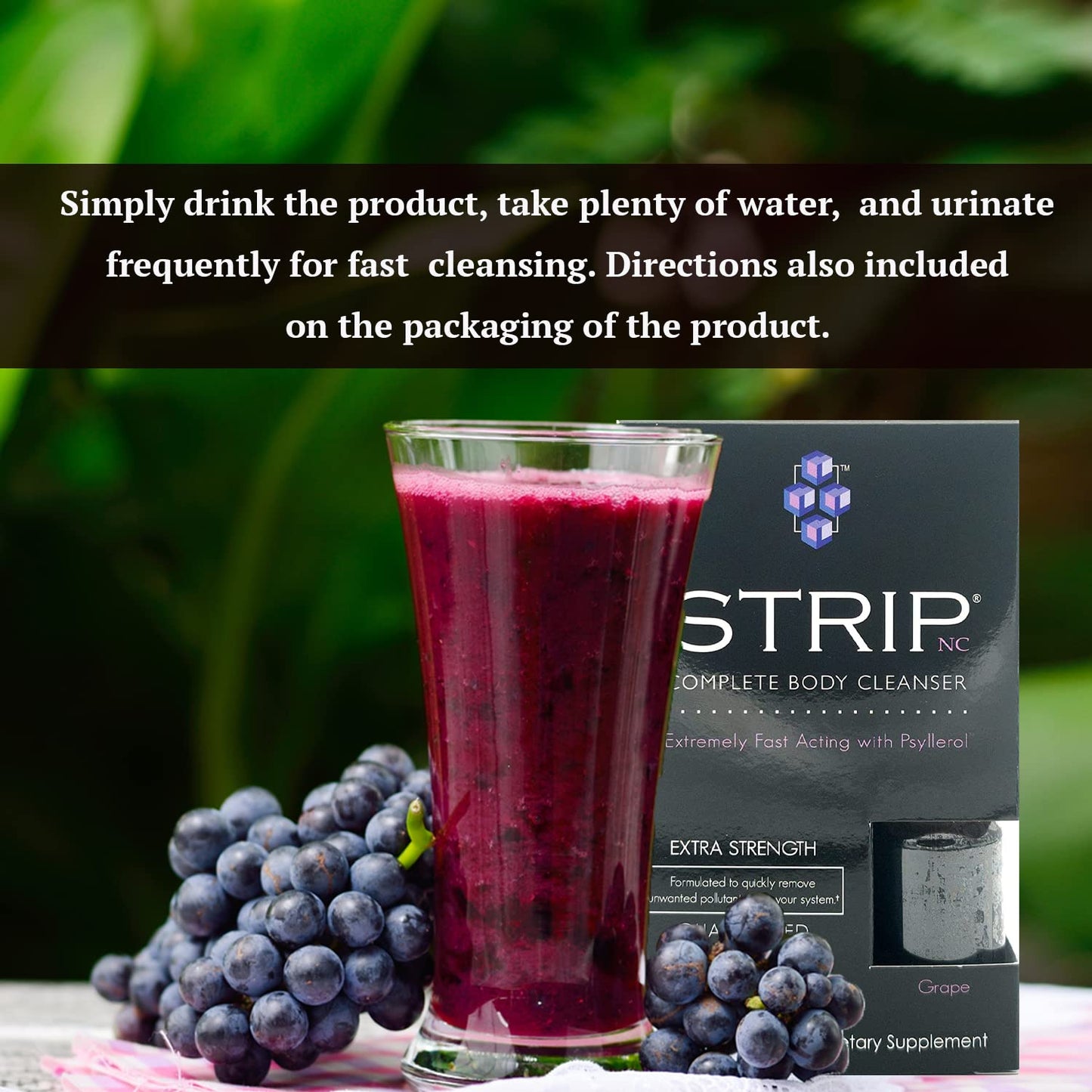 Wellgenix Strip NC Herbal Cleanse Detox Drink, 1 oz - Body Detox & System Cleanse, Grape Flavor - Flush Your System of Toxins for a Full Body Detox Cleanse