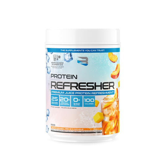 Believe Supplements Protein Refresher (25 servings) - Revolutionary Juice-Type Whey Protein Powder for Fitness, Bodybuilding, Gym, or for bigger protein intake (25 Scoops, Peach Mango)