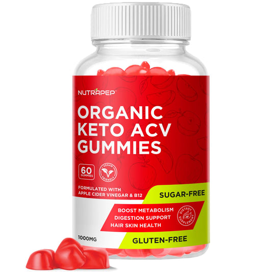NutraPep Organic Keto ACV Gummies - Gluten-Free & Sugar-Free Apple Cider Vinegar Supplement for Women Men (1000MG)