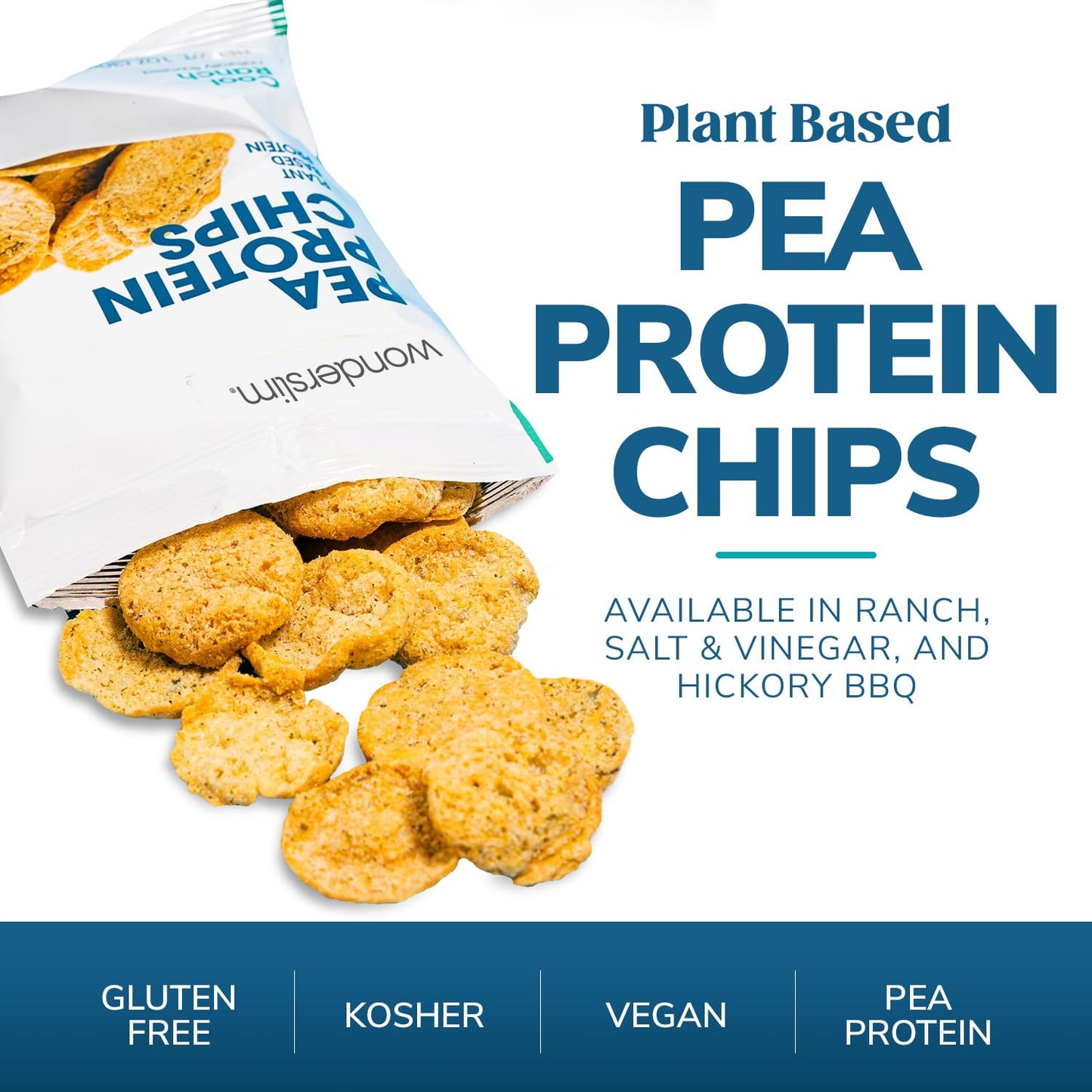 WonderSlim Pea Protein Snack Chips Salt  Vinegar 120 Calories 10g Protein Gluten Free 12ct