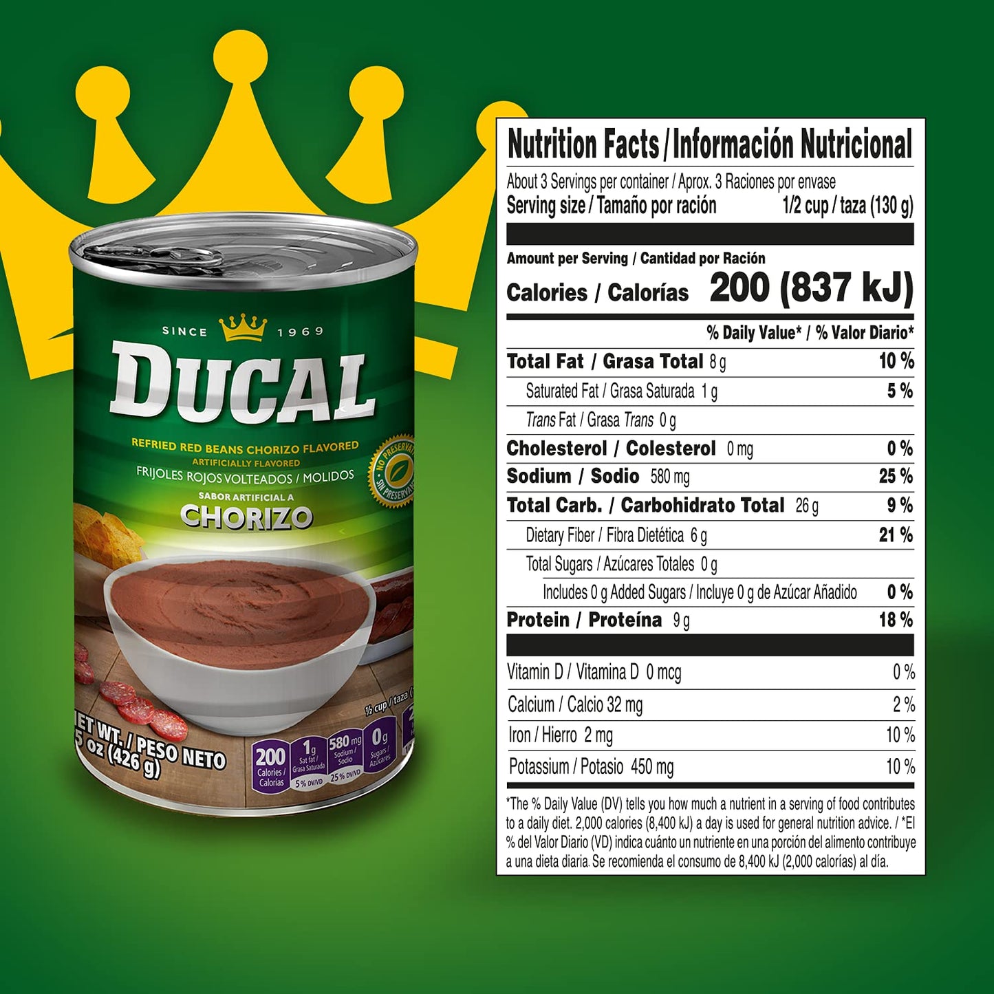 Ducal Refried Red Beans Chorizo Flavored 15 Ounce Pack of 24  Excellent Source in Protein And Iron Cholesterol Free  Instant Vegetarian Refried Red Beans NonGMO And GlutenFree