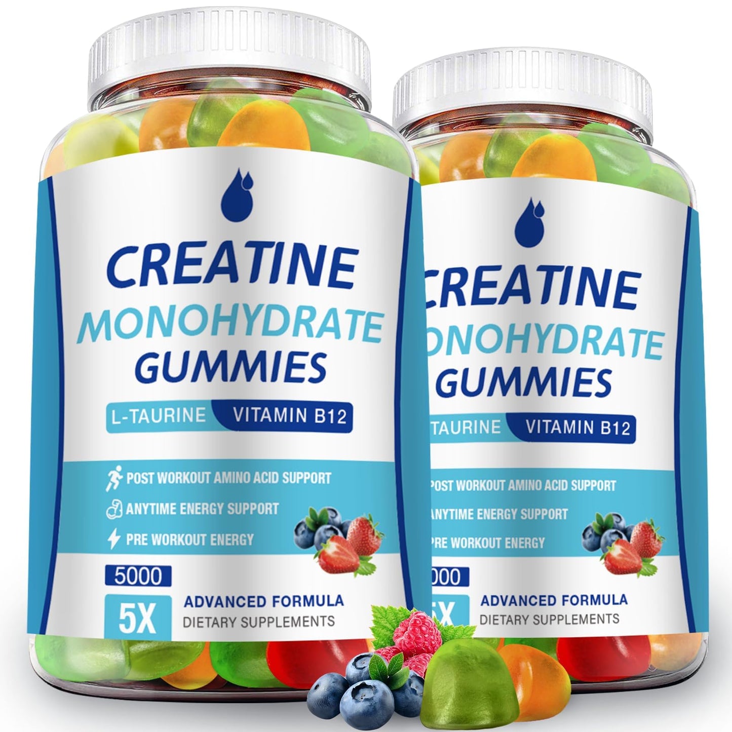 MaxHemp Creatine Monohydrate Gummies 5000mg Creatine for Women & Men 2 Packs, Creatine Monohydrate Chew for Boost Focus, Muscle Strength, 5g Creatine Monohydrate per Serving, Sugar Free, Vegan