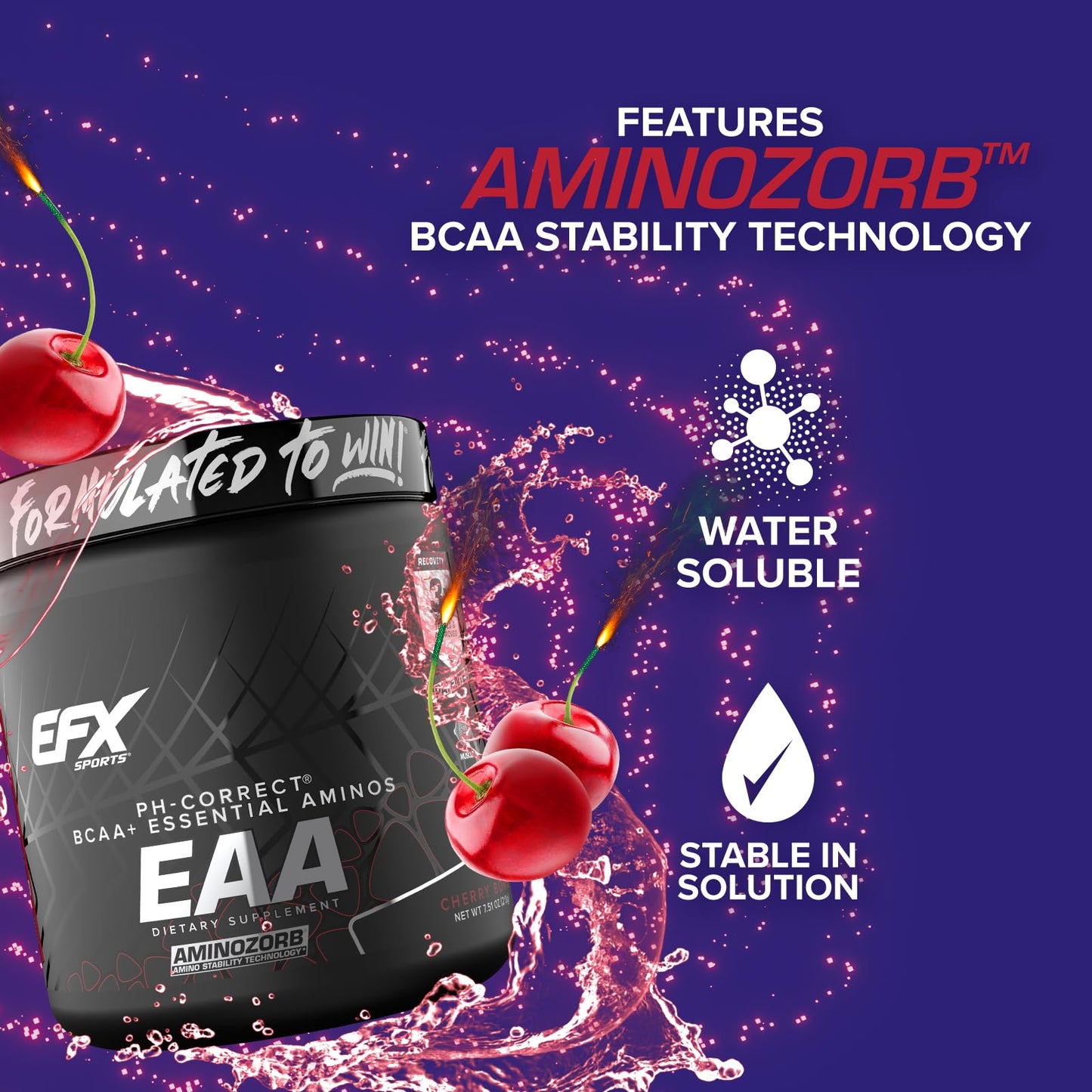 EFX Sports Training Ground EAA | Essential Amino Acids Supplement | Energy & Protein Synthesis | Pre, Intra, or Post Workout | 40 Servings (Cherry Bomb)