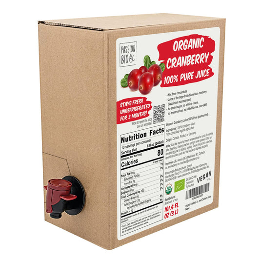 Organic Cranberry Juice Box 1014 Fl Oz  100 Pure Cranberry Juice No Added Sugar Not From Concentrate  Vegan Organic Non GMO Natural Unsweetened Cranberry Juice
