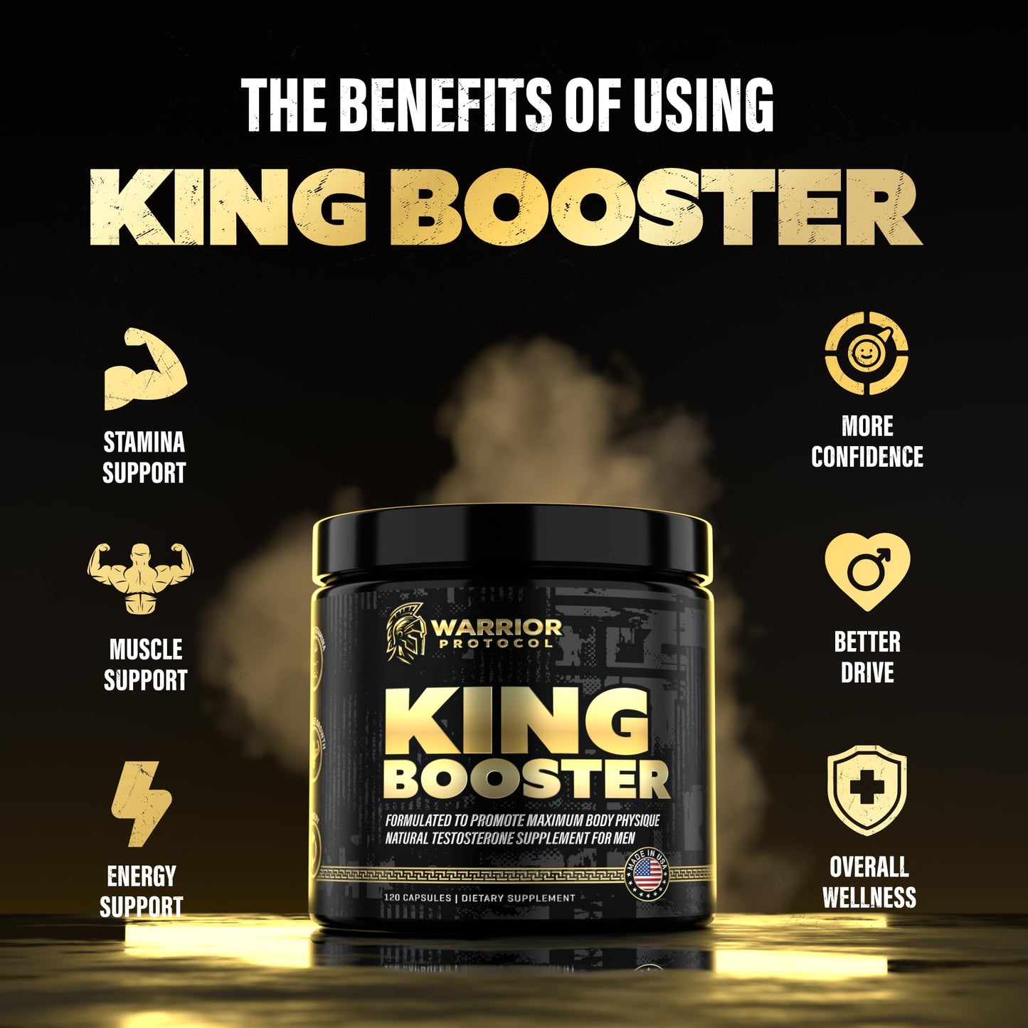 Testosterone Support for Men - Male Enhancing Supplements & Vitality Pills | Testosterone Supplement for Men w/ Turkesterone, Tongkat Ali & Fadogia Agrestis | Boost Muscle Growth, Stamina & Recovery