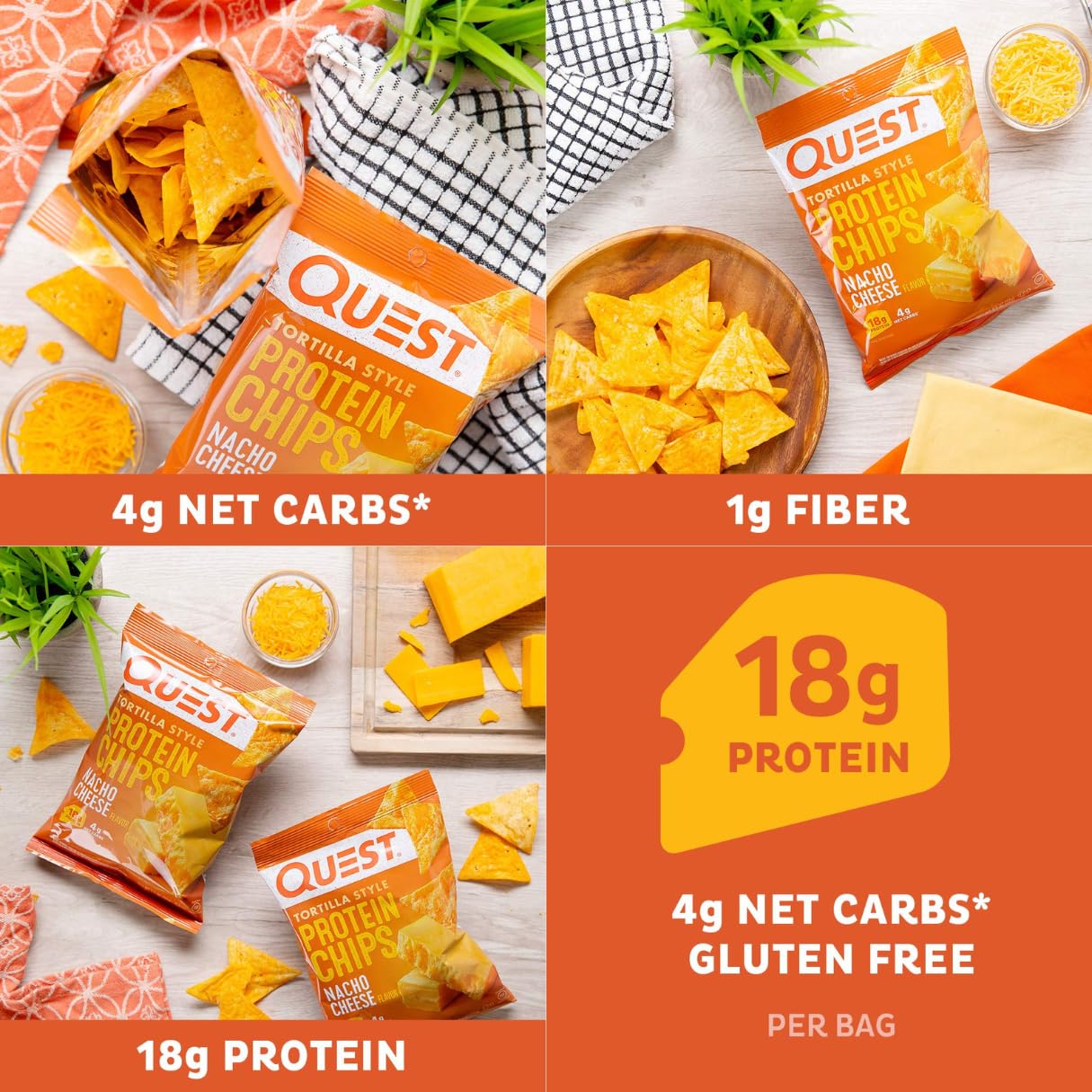 Quest Nacho Cheese Flavored Protein Chips (3 Packs) - Quest Tortilla Protein - Protein Chips Nacho - Nutrition