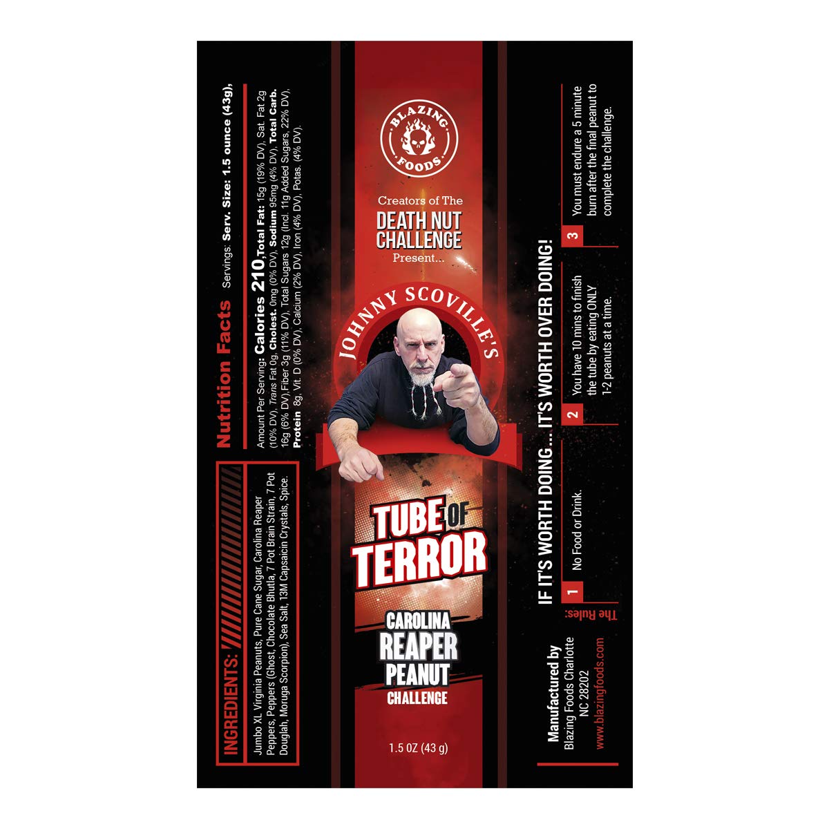 Tube of Terror Challenge  verified hottest Carolina Reaper Ghost  Scorpion Pepper peanuts on planet earth