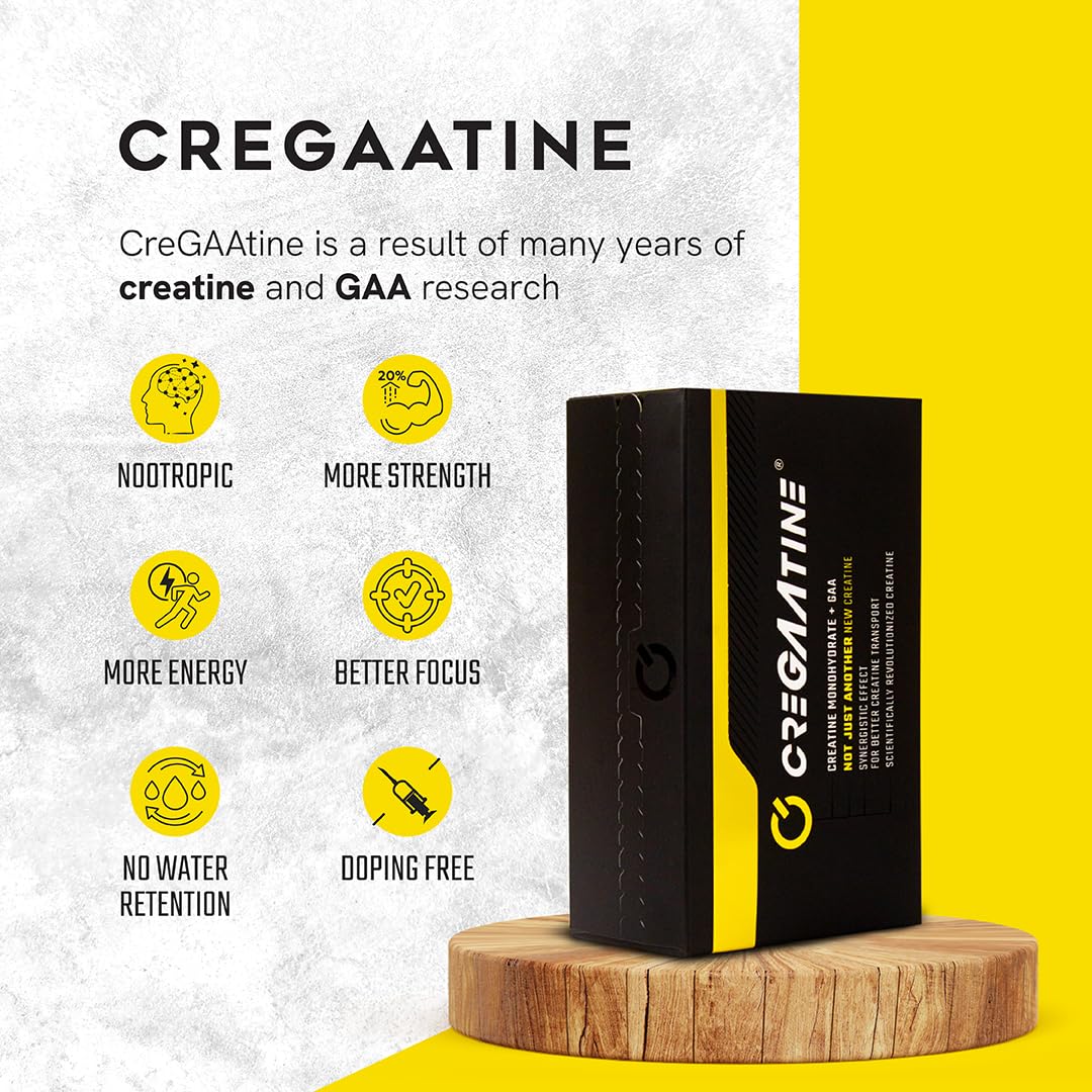 CreGAAtine Micronized Creatine Monohydrate + GAA | Increase Strength, No Water Retention | Boosts Memory & Focus | Single-Serve Packets | 60 Sachets, 30 Servings | (Sachets, Unflavored)
