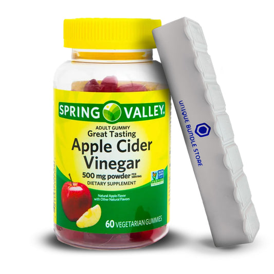 Spring Valley, Apple Cider Vinegar Gummies Non GMO Dietary Supplement, Apple Cider Vinegar 500mg Gummies, 60 Count + 7 Day Pill Organizer Included (Pack of 1)