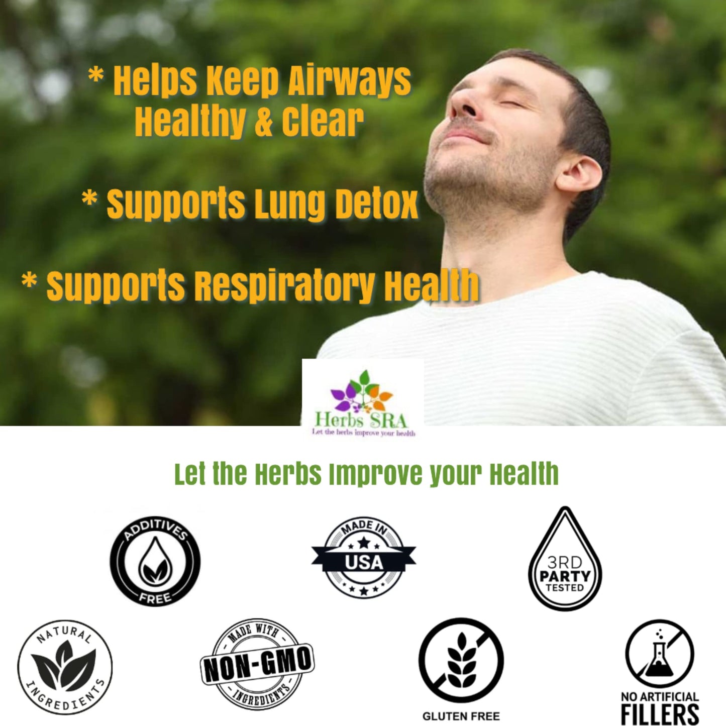 Herbs SRA Lung Cleanse & Detox Formula. Supports Lungs & Respiratory Health, Helps Clear Mucus Congestion Naturally. 120 Vegetarian Capsules