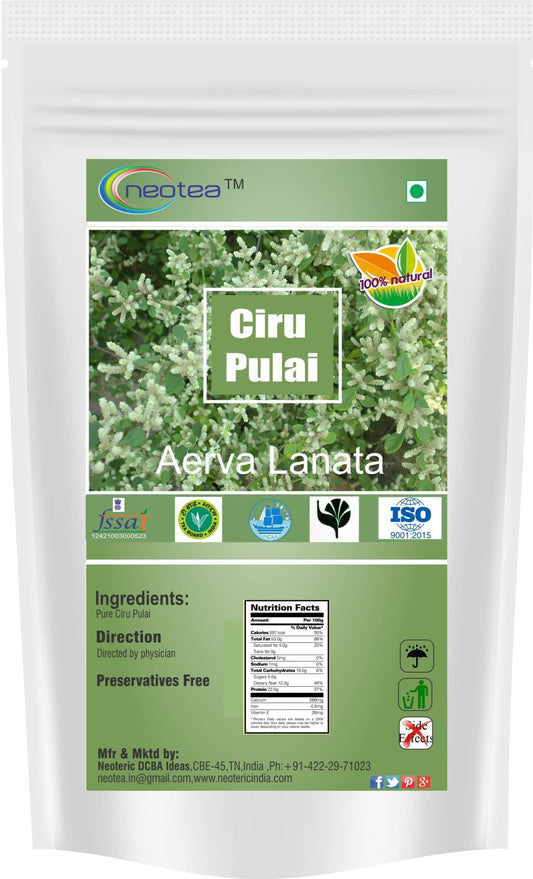 neotea Aerva Lanata Powder 100gm (3.52 OZ) | Mountain Knot Grass | Ciru Pulai | Cherula Powder | Herbal Supplement | Natural Detox | Ayurvedic Medicine | Pure and Organic.