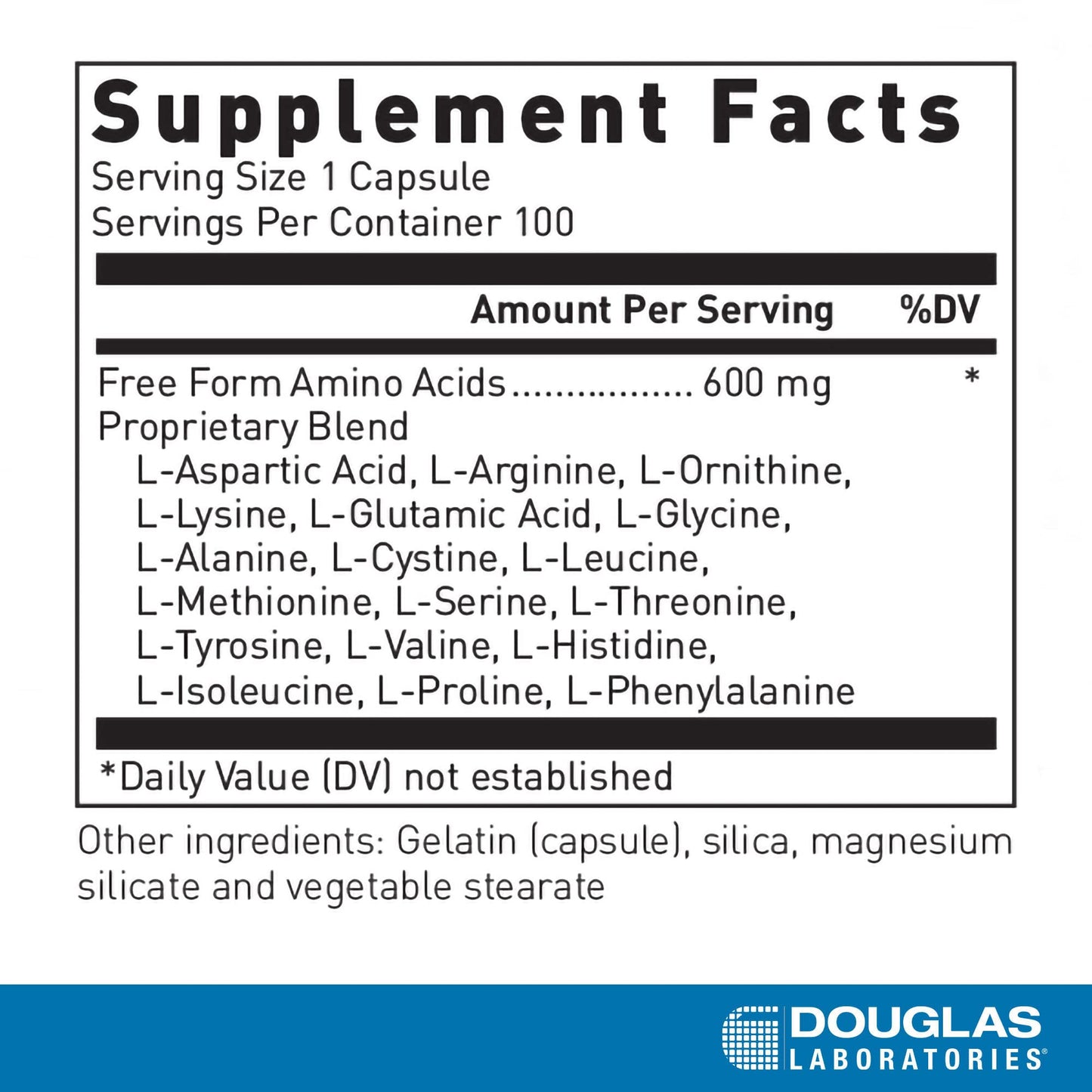 Douglas Laboratories Free Form Amino Capsules | Balanced Amino Acid Mixture to Support Energy, Muscles, Tissues, Bones, and Overall Health* | 100 Capsules