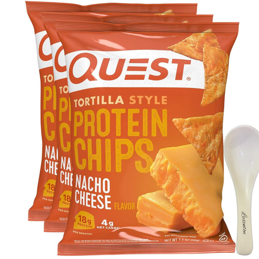 Quest Nacho Cheese Flavored Protein Chips (3 Packs) - Quest Tortilla Protein - Protein Chips Nacho - Nutrition