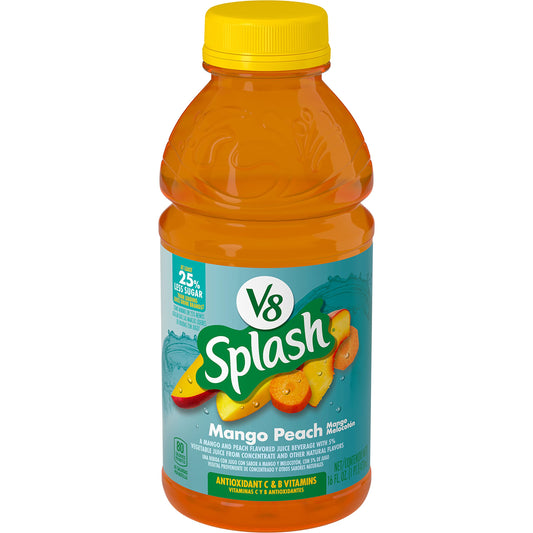 V8 Splash Mango Peach Flavored Juice Beverage 16 FL OZ Bottle