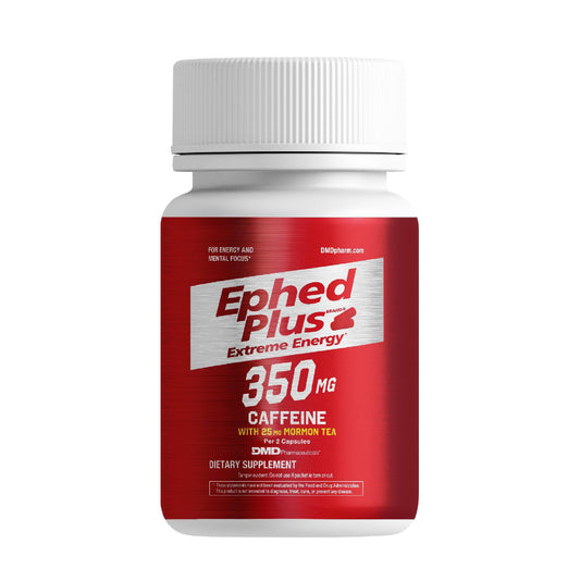 Ephed Plus Extreme Energy with Mormon Tea, 350 mg Caffeine Supplement with Vitamin B6, B12, and 25mg Mormon Tea per 2 Capsule Serving, 100 Capsules