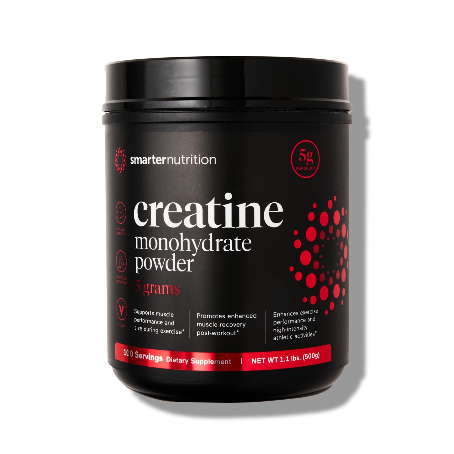 Smarter Nutrition Creatine Monohydrate Powder, 5000mg (5g) Per Serving - Creatine Powder for Women & Men, Unflavored, Pre-Workout & Post Workout Support for Muscle Mass & Hydration [100 Servings]
