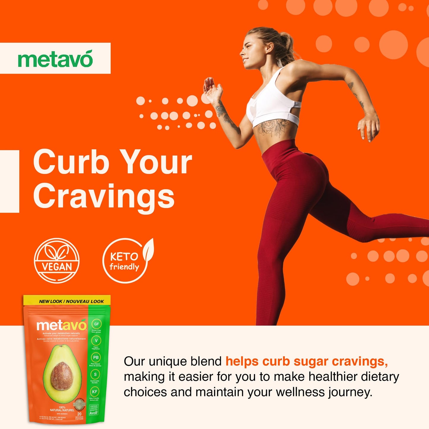 Metavo Smoothie Mix - Energy Support Supplement with AvoB, Vitamin C & Chromium, Ideal for Smoothie Blender Recipes, Sugar-Free Nutrition Powder, Healthy Beverages for Adults, 20 Servings-1 Count
