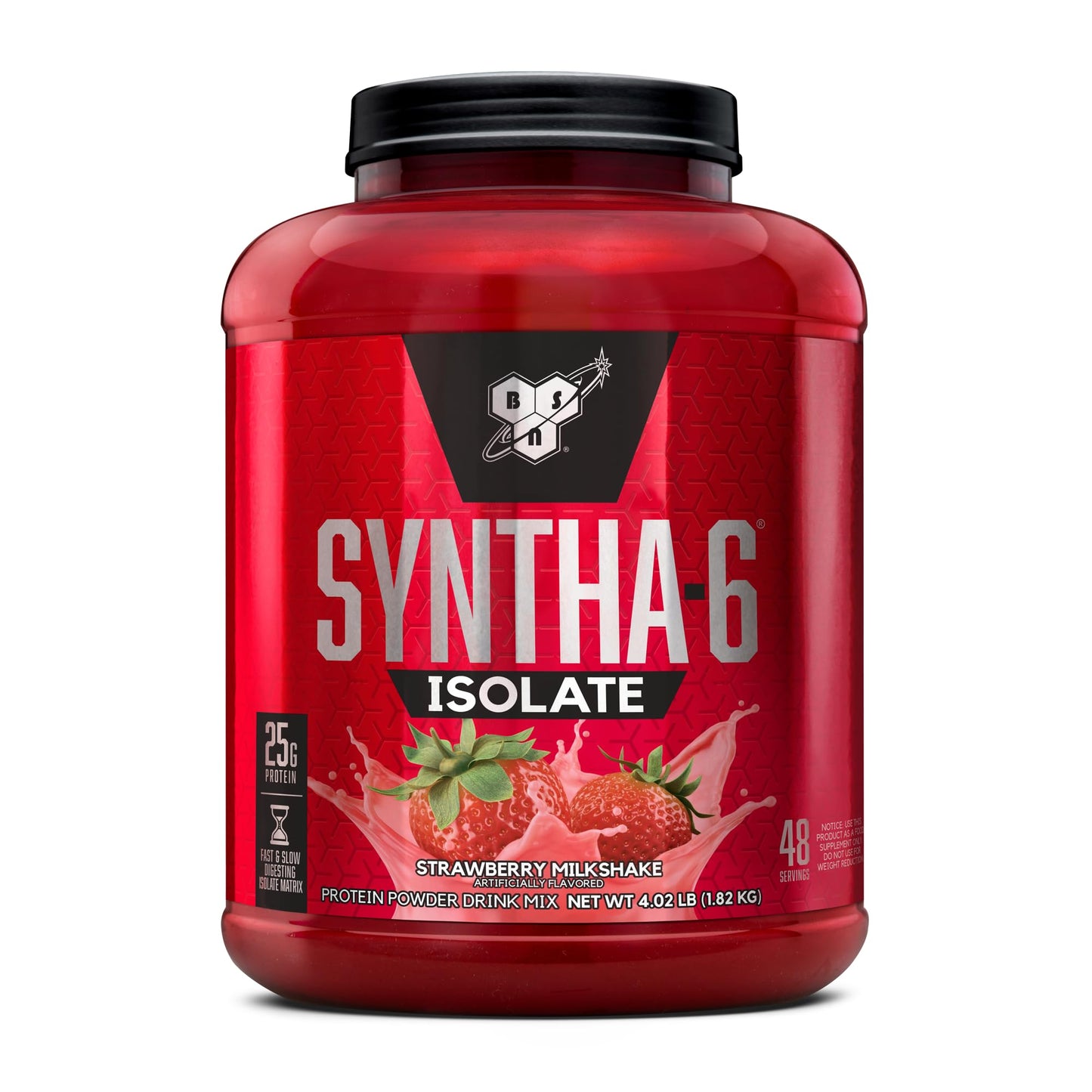 BSN SYNTHA-6 Isolate Protein Powder, Strawberry Protein Powder with Whey Protein Isolate, Milk Protein Isolate, Flavor: Strawberry Milkshake, 48 servings
