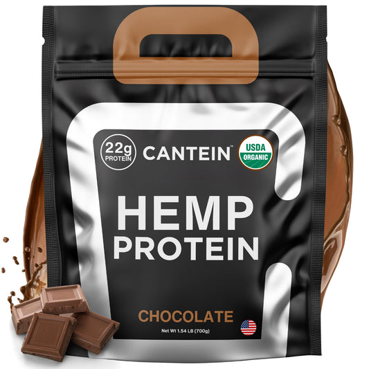 Cantein Organic Hemp Protein, Vegan Protein Powder, Plant Based Protein Powder, Non Dairy Protein, Lactose Free Natural Protein, Gluten Free- 20 Servings, Chocolate