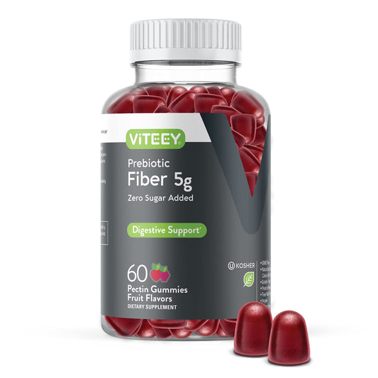 Prebiotic Fiber Gummies for Adults, 5g - Zero Sugar Added - Fiber Supplement Gummies for Digestive Health Regularity & Natural Weight Support - Vegan, Gelatin Free - Chewable Fruit Flavored Gummy
