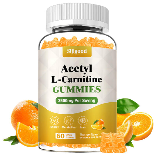 Sijigood Acetyl L-Carnitine Supplement, Natural Nutrition Supplement for Boost Energy, Immunity, Vegan, Orange Flavor, 60 Count