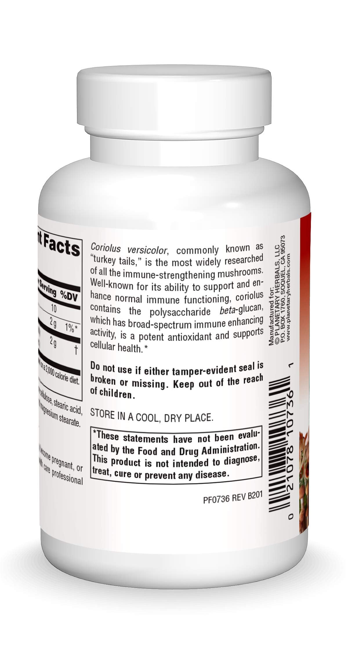 Planetary Herbals Coriolus Full Spectrum 1000mg, Powerful Cellular Immunity, 60 Tablets