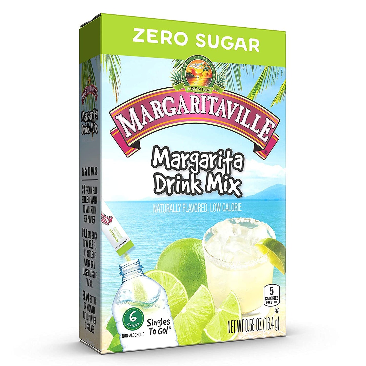 Margaritaville Singles To Go Water Drink Mix  Margarita Flavored NonAlcoholic Powder Sticks 6 Packets Each Pack of 6