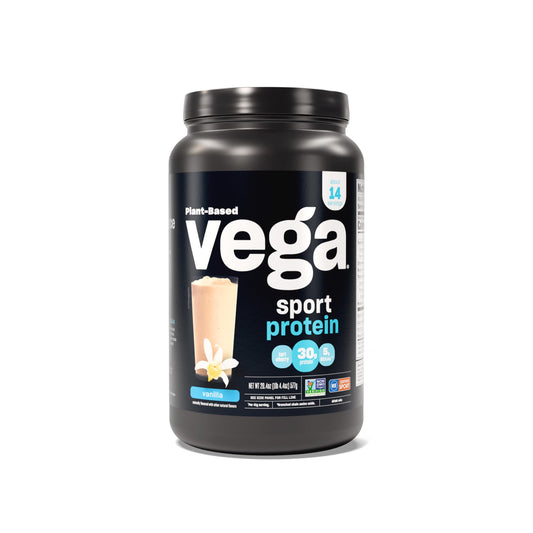 Vega Sport Protein Powder Vanilla (14 servings, 20.4 oz) - Plant-Based Vegan Protein Powder, BCAAs, Amino Acid, tart cherry, Non Dairy, Gluten Free, Non GMO (Packaging May Vary)