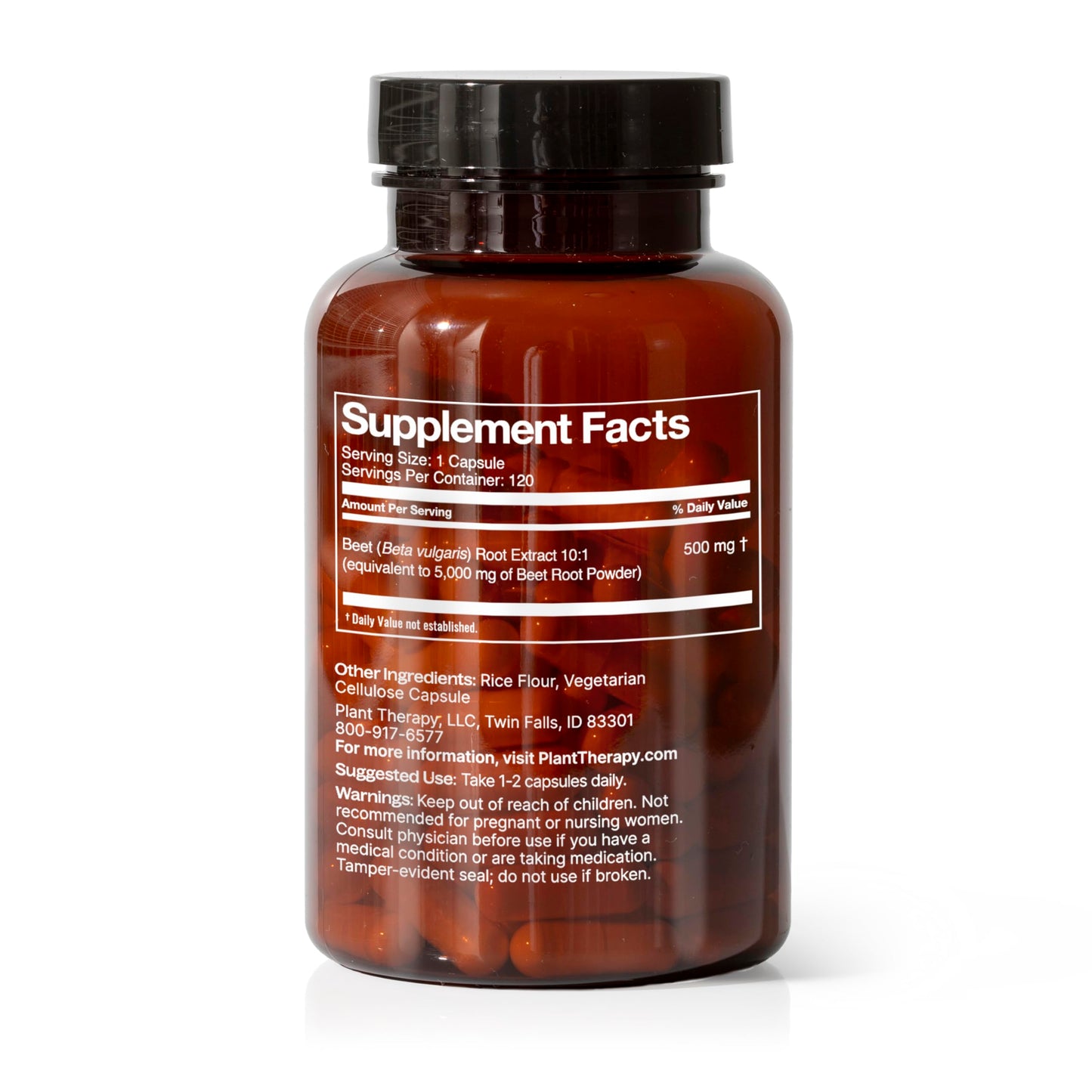 Plant Therapy Beet Root Herbal Supplement Capsules, Boosts Stamina & Fights Fatigue, Great for Muscle Recovery & Cardiovascular Health, 120 Vegetarian Capsules (4 Month Supply), Made in The USA
