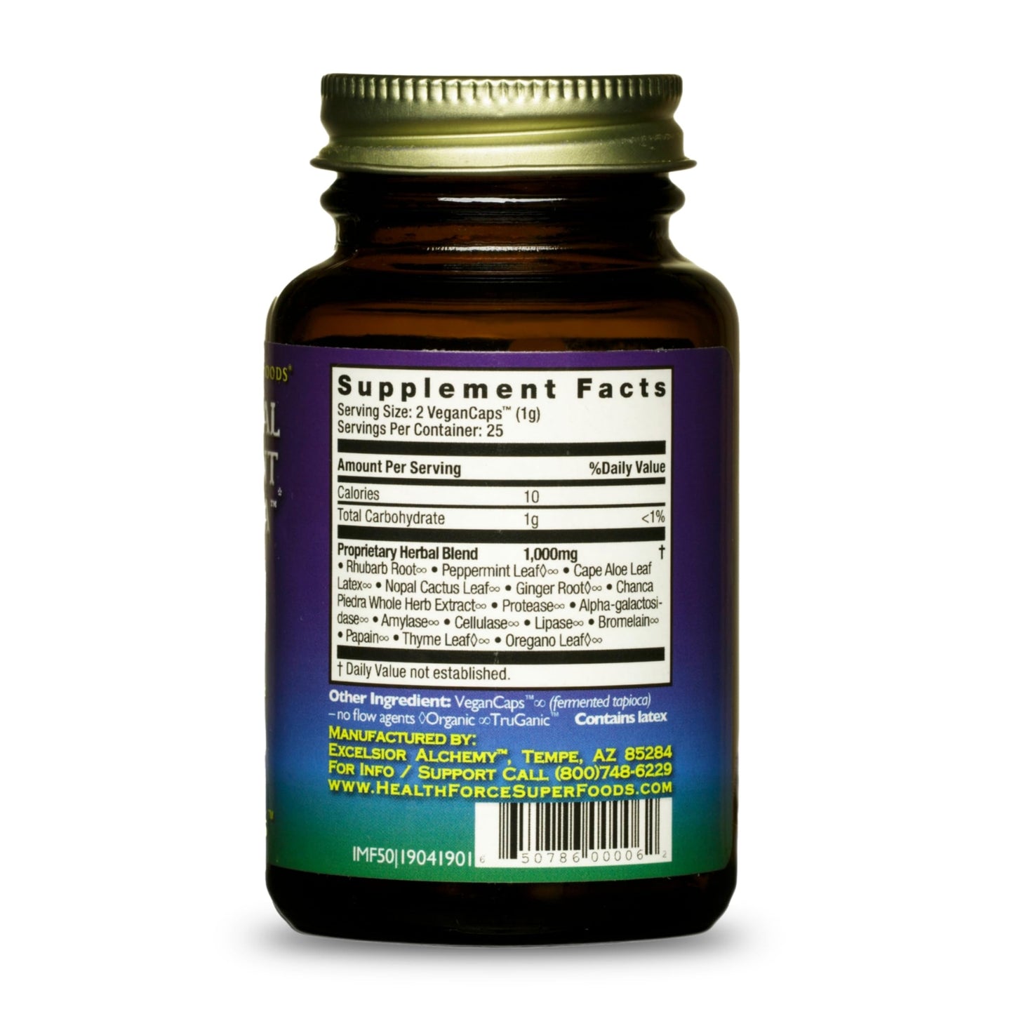 HealthForce SuperFoods Intestinal Movement Formula - Natural Laxative Supports Bowel Regularity - All-Natural Digestion Supplement to Support Constipation - Gluten-Free & Vegan - 50 Caps
