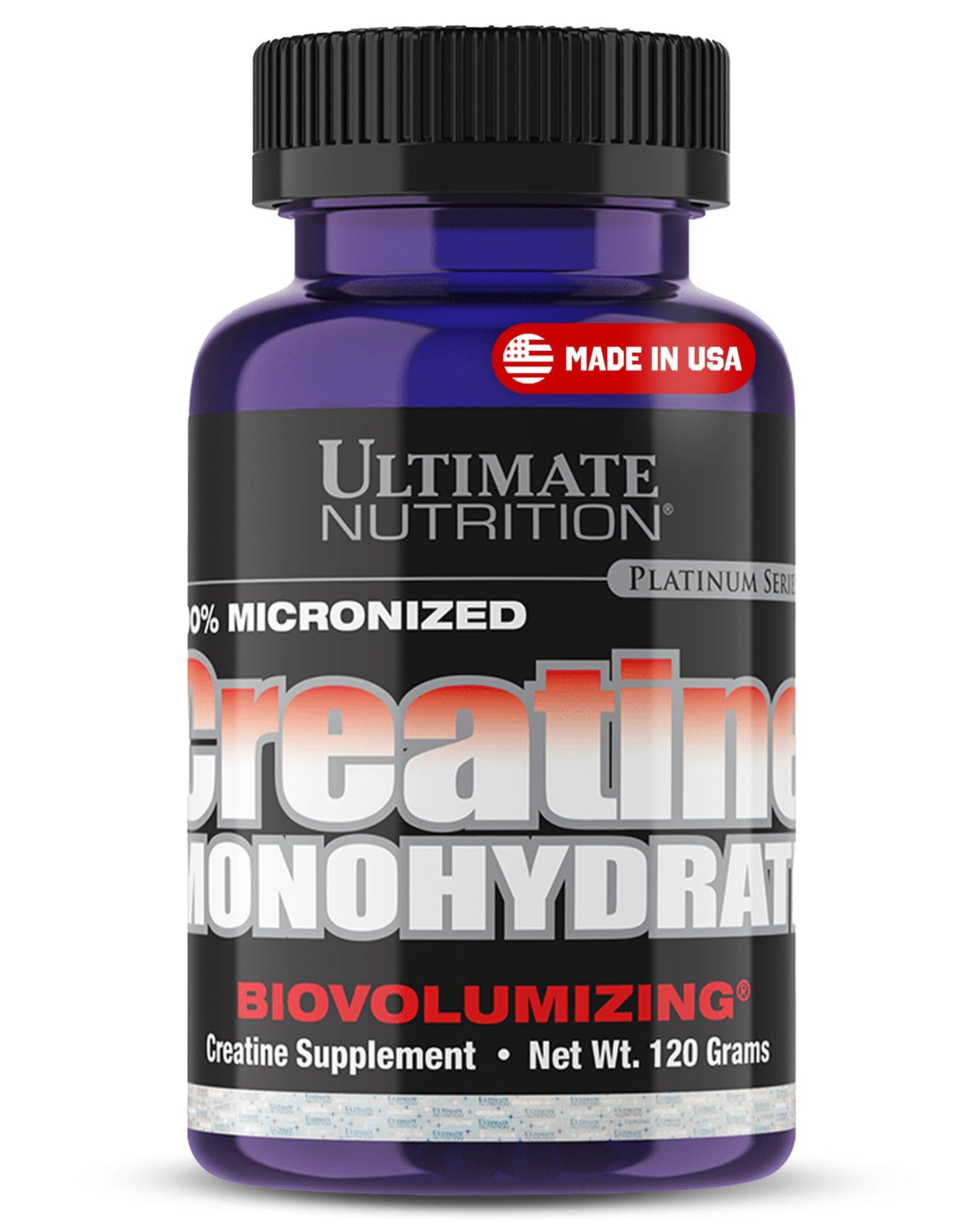 Ultimate Nutrition Unflavored Micronized Creatine Monohydrate Powder for Men & Women, 120g - Workout Performance Supplement for Muscle Growth & Strength Building - Keto-Friendly & Gluten-Free