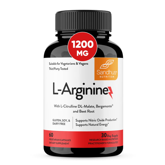 Sandhu's L-Arginine with Nitric Oxide Precursor | Made in The USA| 30 Days Supply| Workout Supplement|Supports Blood Flow & Vascular Function| Men & Women