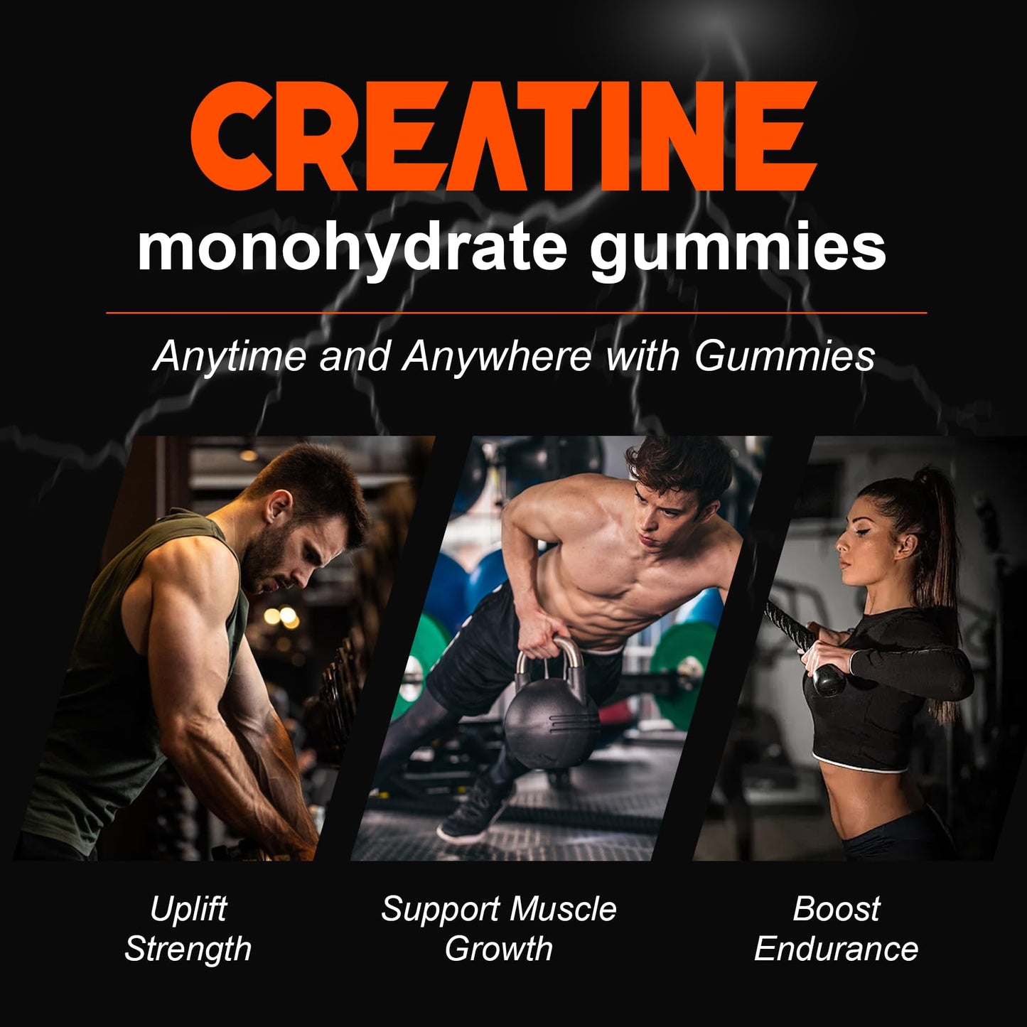 S.G Creatine Monohydrate Gummies for Men & Women ‒ Sugar Free - Vegan - 5g Creatine for Muscle Support ‒ Pre-Work Out Chewable Supplements for Energy Boost ‒ Strawberry Flavored 120ct Gummies.
