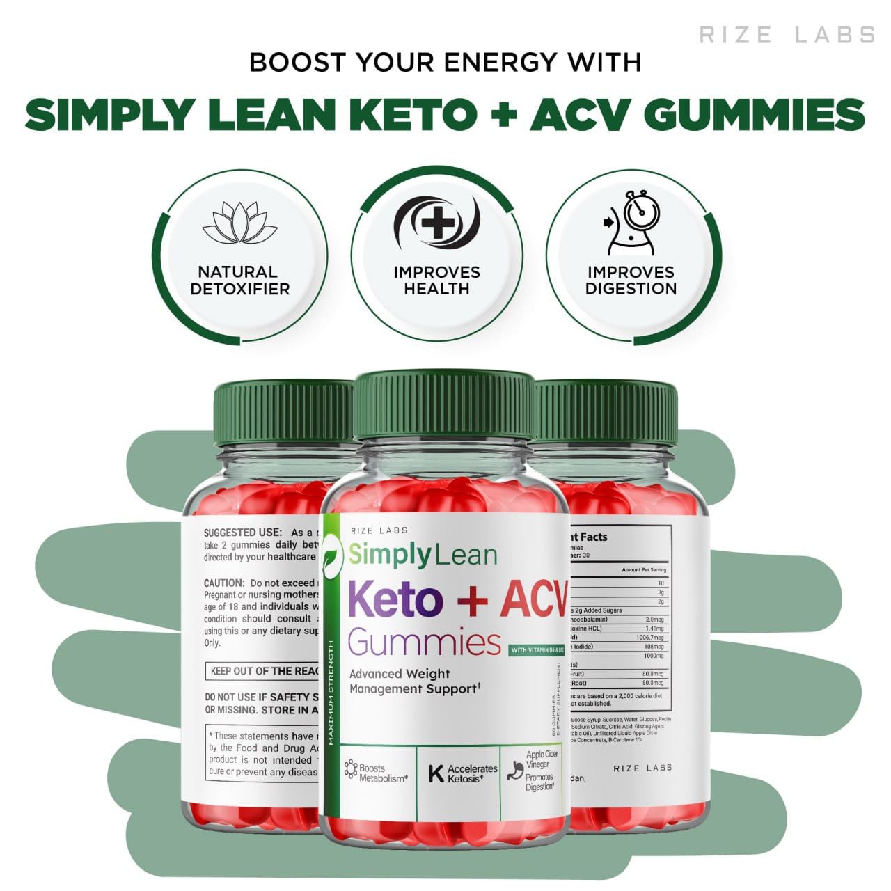 rize labs Simply Lean Keto + ACV Gummies for Advanced Weight Loss, Supplement, Maximum Strength Gomitas, Simply Lean Advanced Formula Review (60 Gummies)