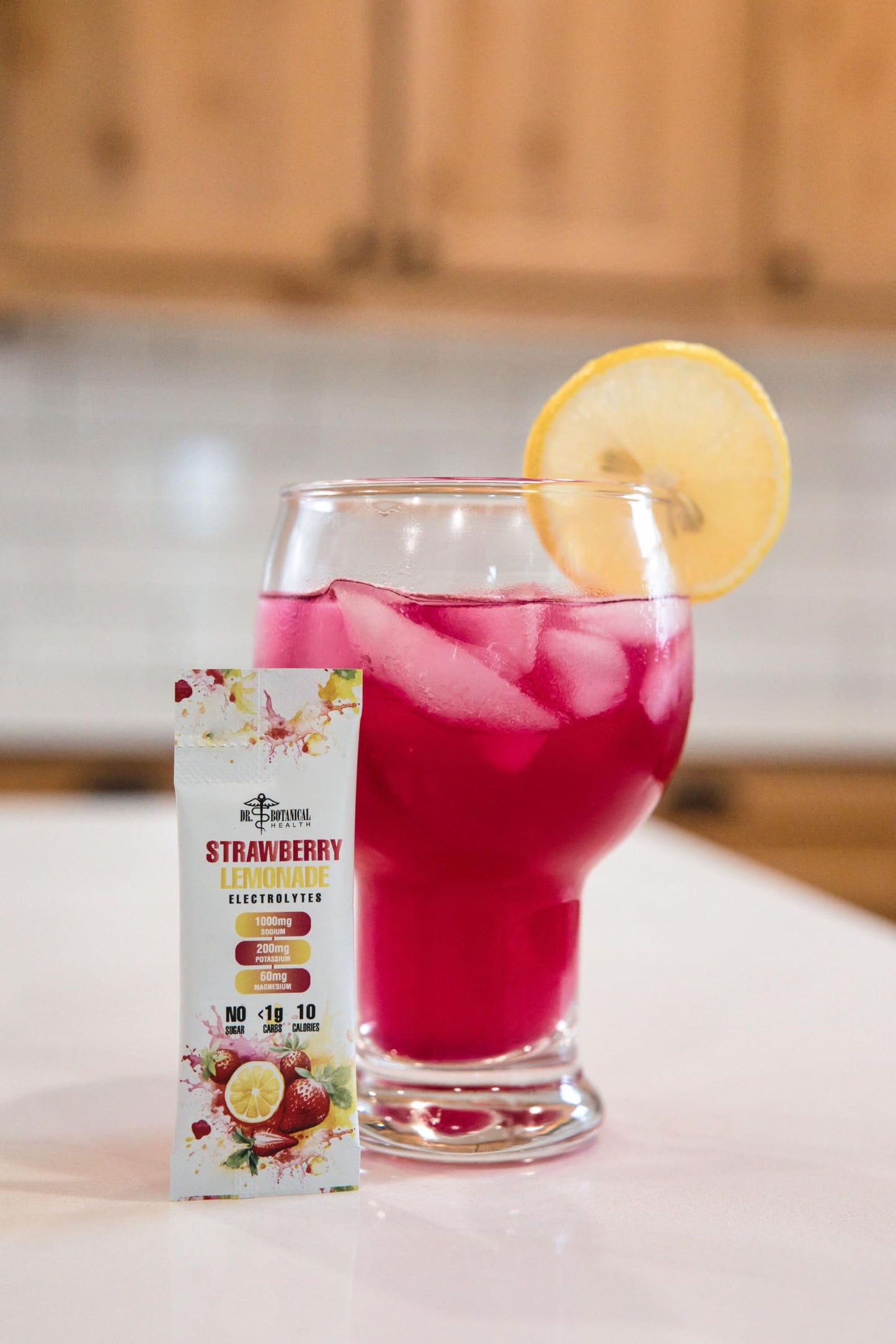 Dr. Botanical Health Electrolyte Drink Mix - Strawberry Lemonade Electrolytes - 10 Count - No Added sugars - On The Go Hydration Packets - No Artificial Colors or Flavors - Vegan, Gluten Free